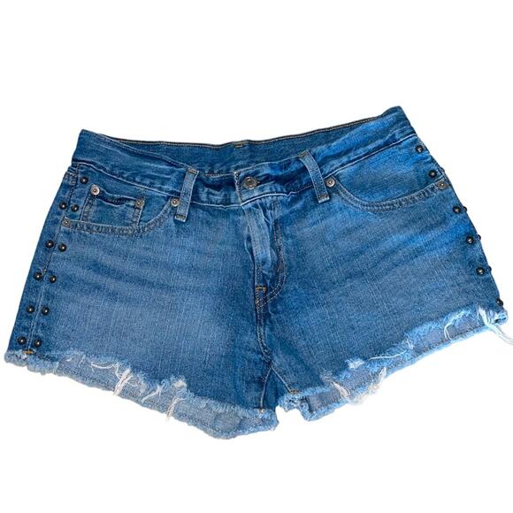 Levi's Cutoff Studded Fringed Denim Short Shorts size 29 - Picture 1 of 8